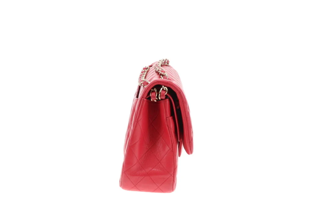 Chanel Classic Jumbo Double Flap Raspberry Caviar GHW 2019 - Image 6