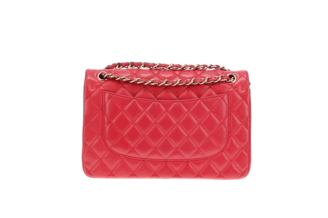 Chanel Classic Jumbo Double Flap Raspberry Caviar GHW 2019 - Image 7