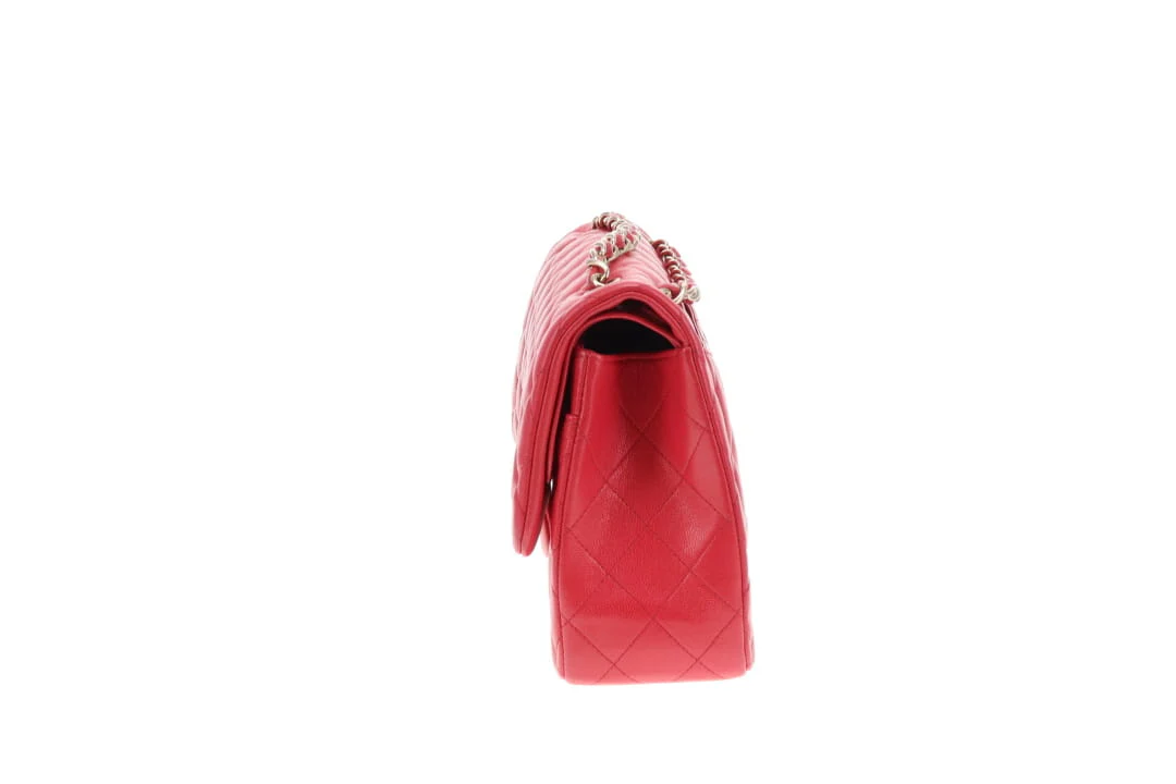 Chanel Classic Jumbo Double Flap Raspberry Caviar GHW 2019 - Image 8