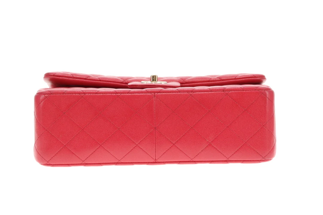 Chanel Classic Jumbo Double Flap Raspberry Caviar GHW 2019 - Image 9