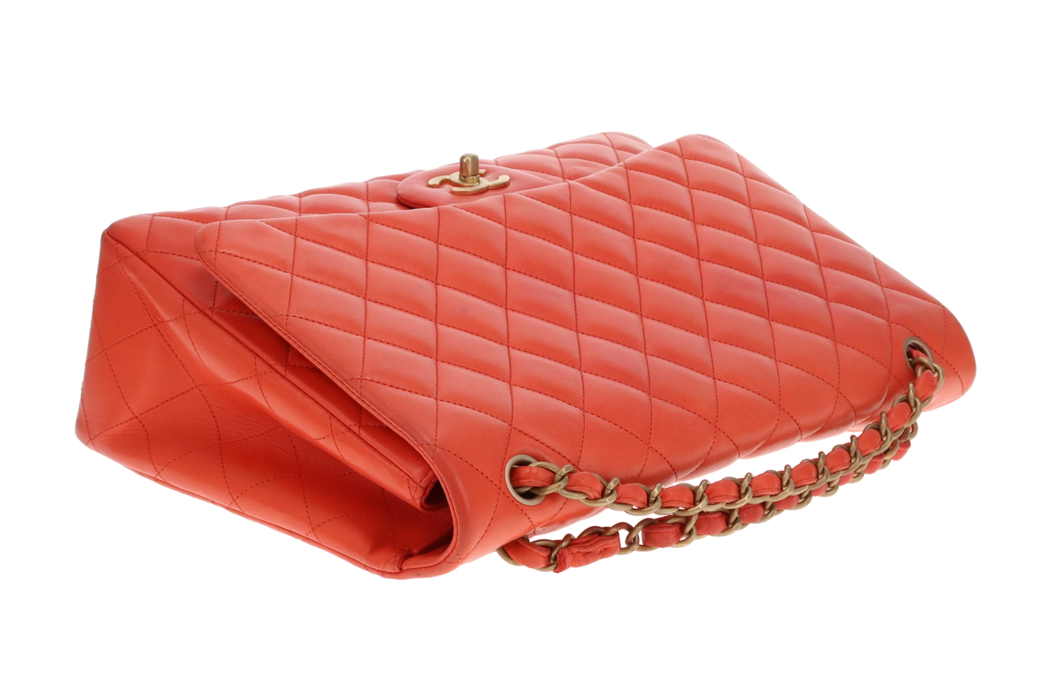 Chanel Classic Maxi Single Flap Coral Brushed GHW 2009/10 - Image 11