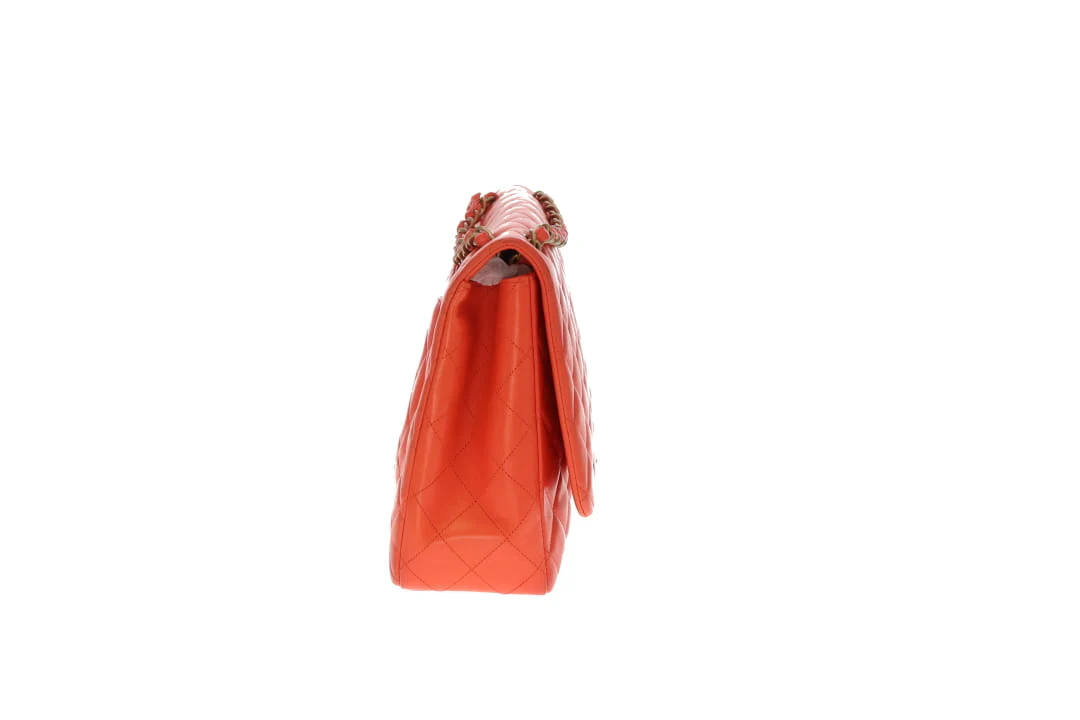Chanel Classic Maxi Single Flap Coral Brushed GHW 2009/10 - Image 7