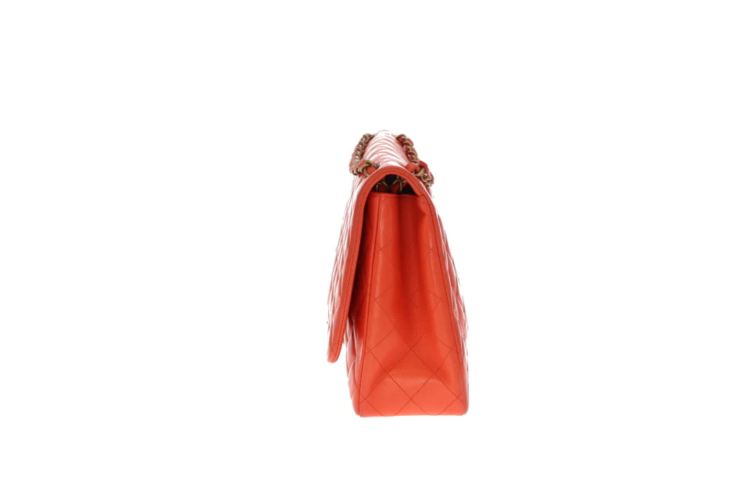 Chanel Classic Maxi Single Flap Coral Brushed GHW 2009/10 - Image 9