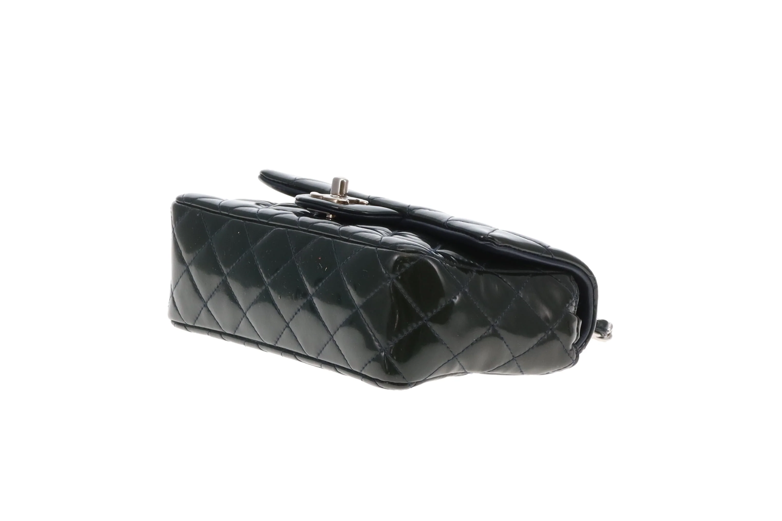 Chanel Classic Mini Rectangle Flap Dark Green Patent SHW 2013/14 - Image 11