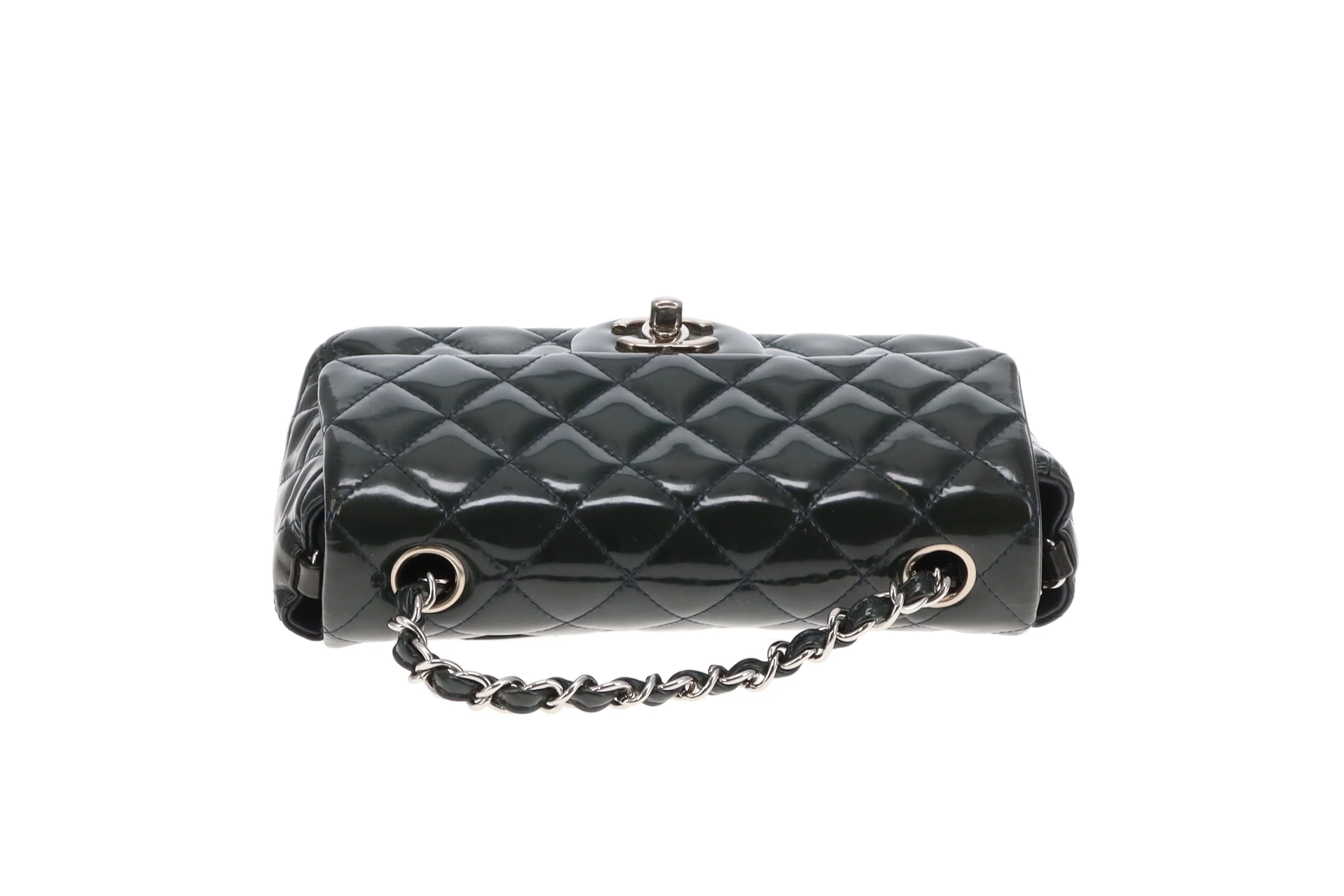 Chanel Classic Mini Rectangle Flap Dark Green Patent SHW 2013/14 - Image 12