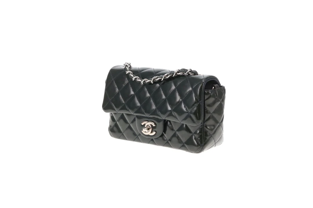 Chanel Classic Mini Rectangle Flap Dark Green Patent SHW 2013/14 - Image 15