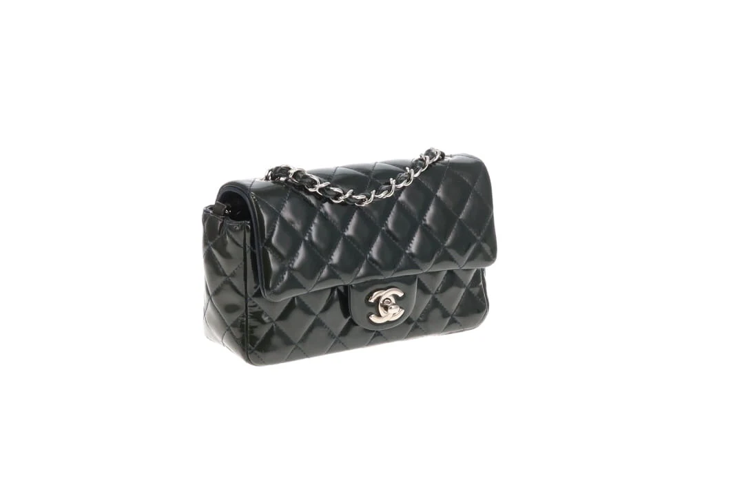 Chanel Classic Mini Rectangle Flap Dark Green Patent SHW 2013/14 - Image 5