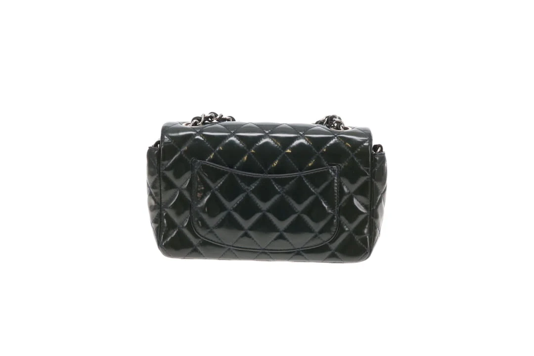 Chanel Classic Mini Rectangle Flap Dark Green Patent SHW 2013/14 - Image 7