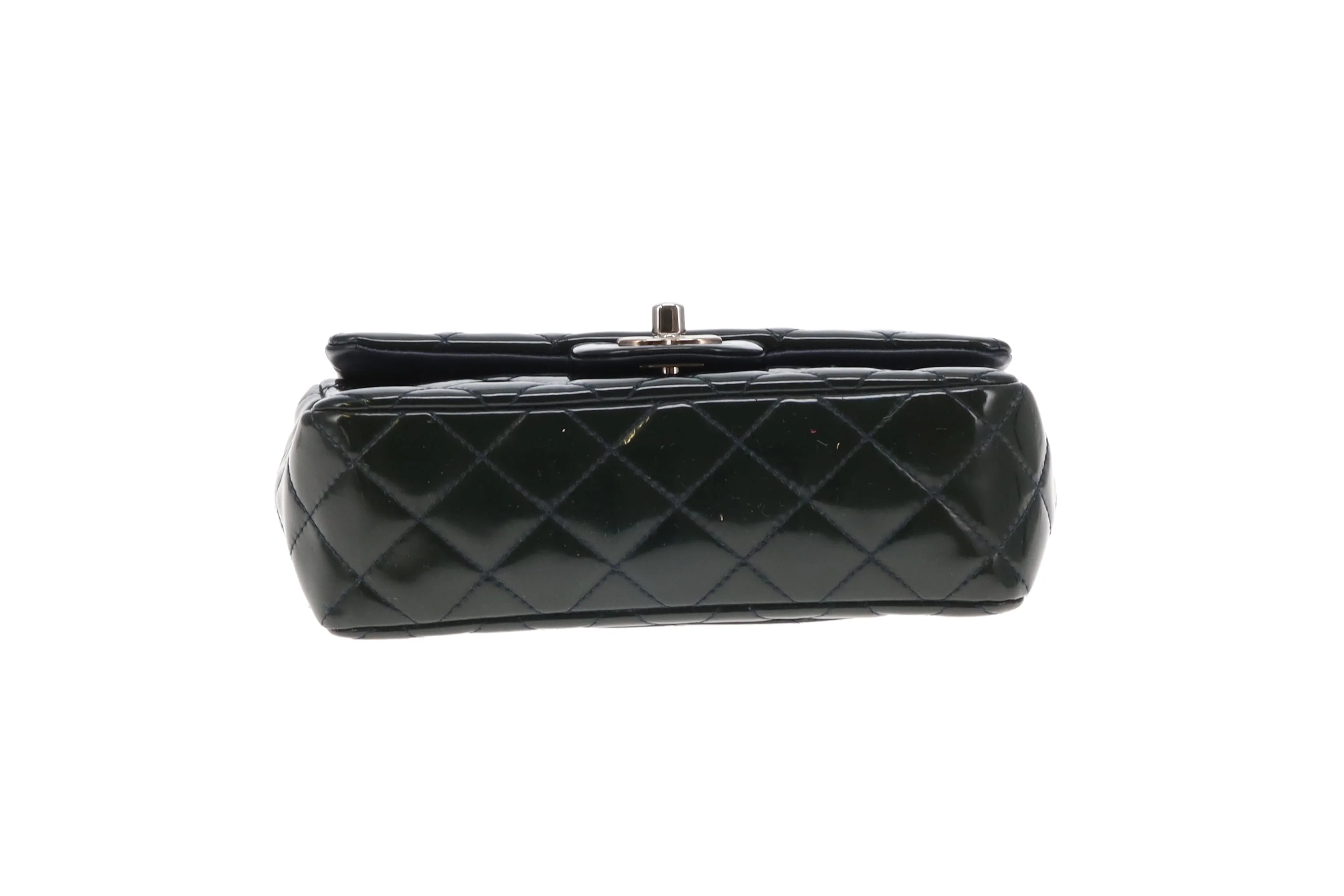 Chanel Classic Mini Rectangle Flap Dark Green Patent SHW 2013/14 - Image 9