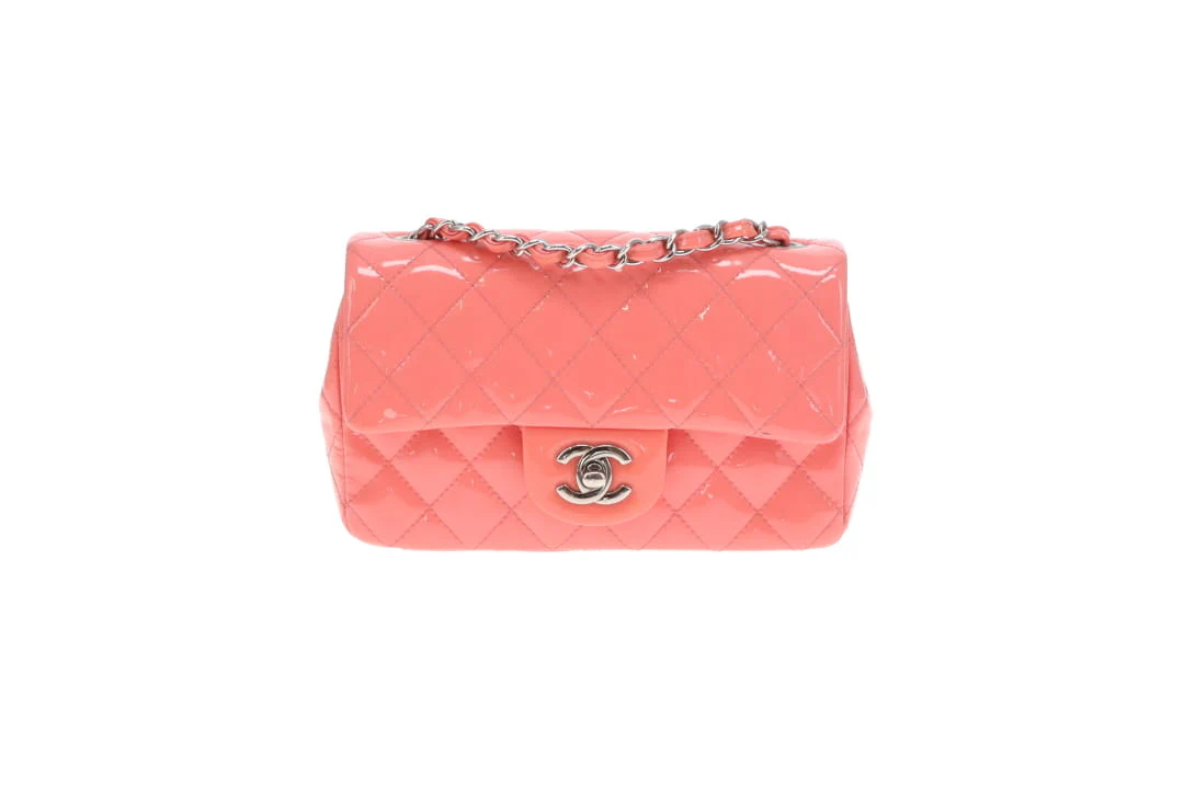 Chanel Classic Mini Rectangle Flap Pink Patent SHW 2015/16