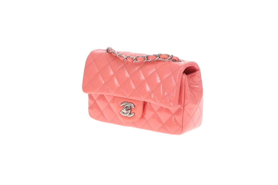 Chanel Classic Mini Rectangle Flap Pink Patent SHW 2015/16 - Image 15