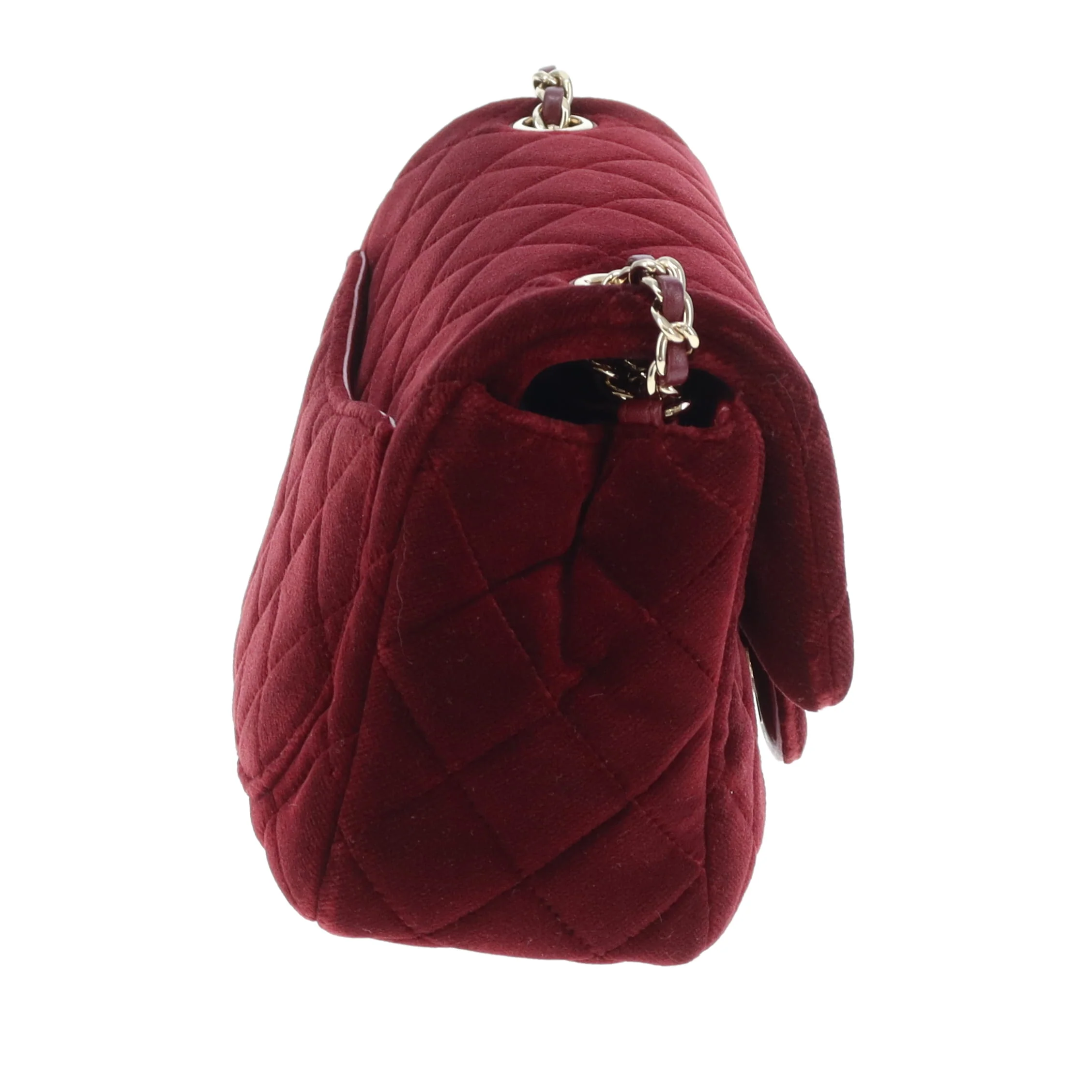 Chanel Classic Mini Square Crystal Pearl Crush Burgundy Velvet 2020 - Image 6
