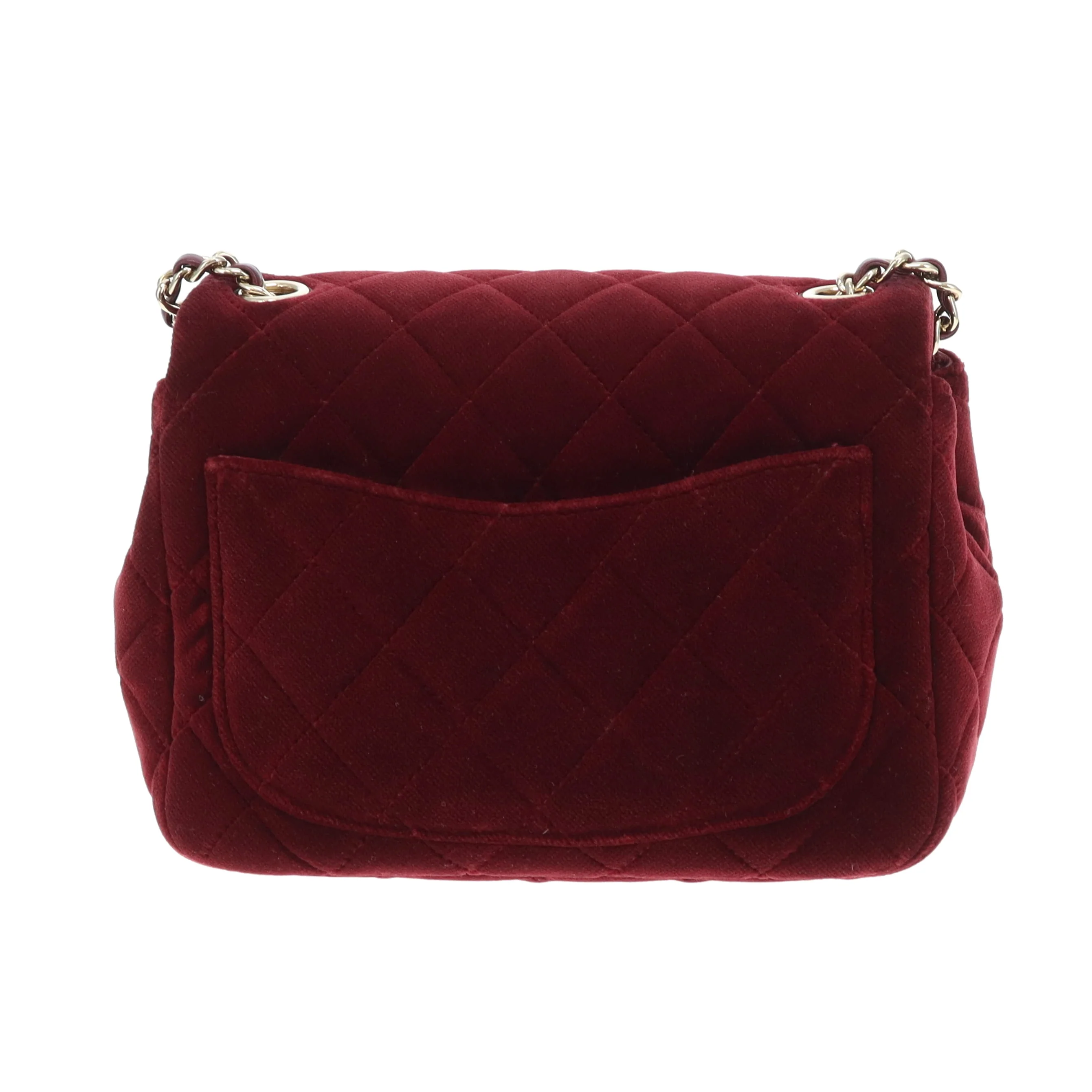 Chanel Classic Mini Square Crystal Pearl Crush Burgundy Velvet 2020 - Image 7