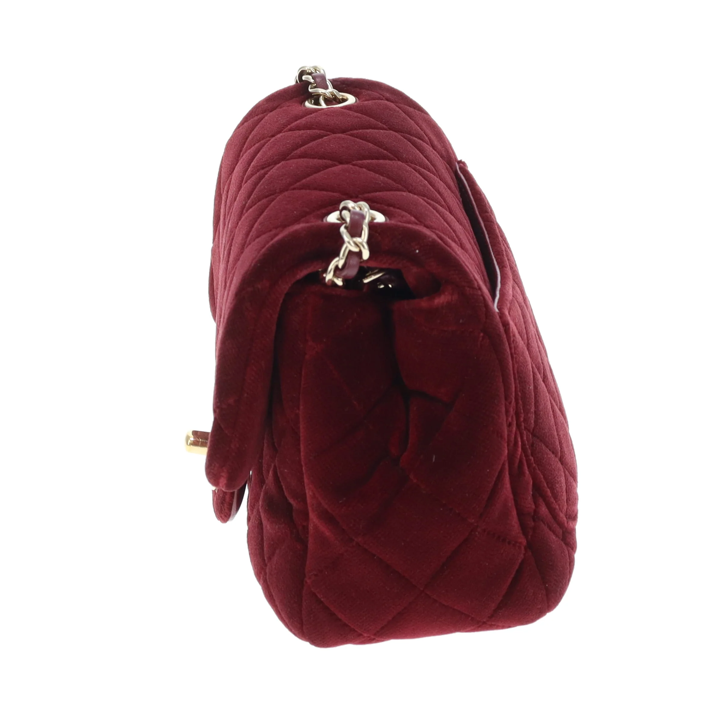 Chanel Classic Mini Square Crystal Pearl Crush Burgundy Velvet 2020 - Image 8