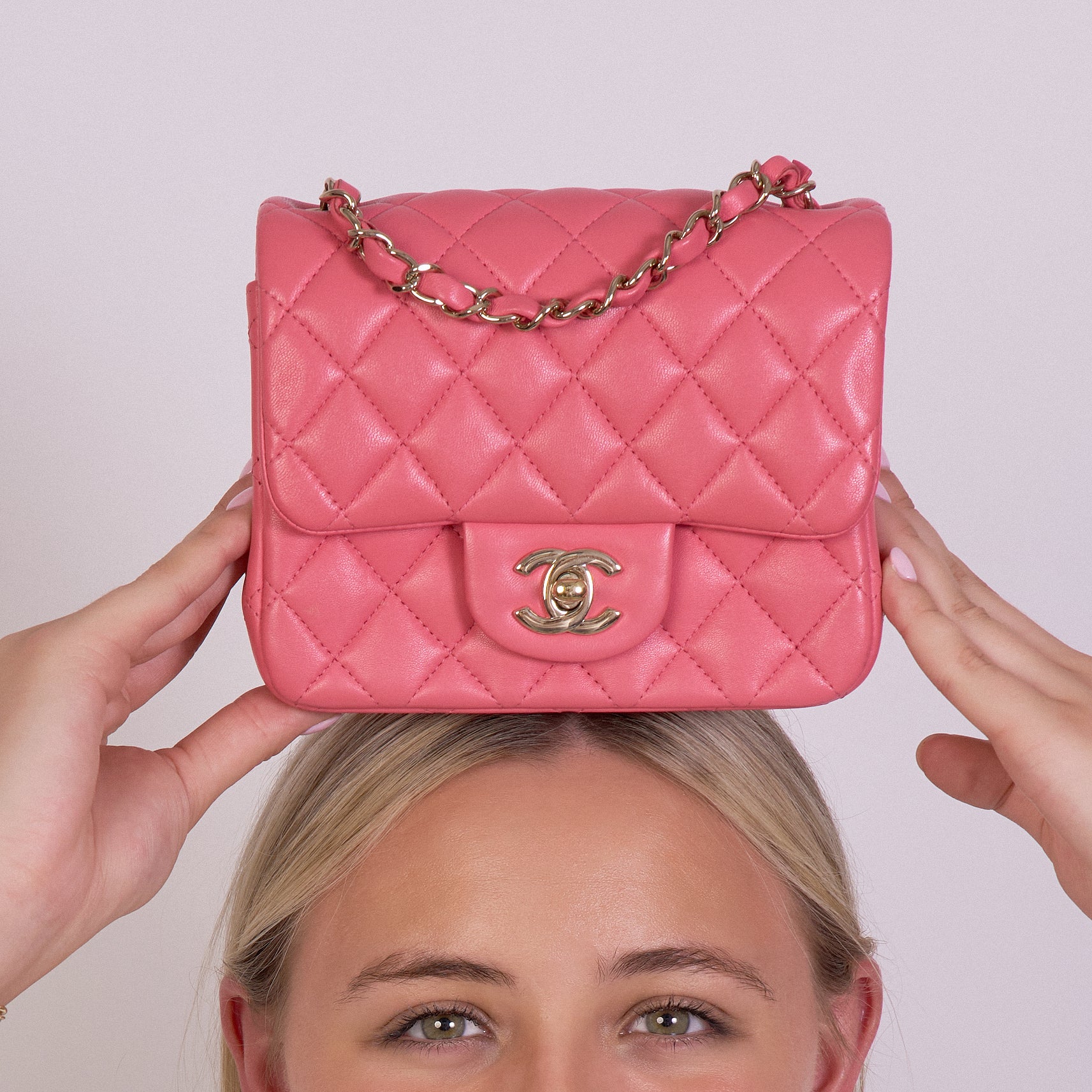 Chanel  Classic Flap Mini Square Pink Lambskin GHW 2020 - Image 2