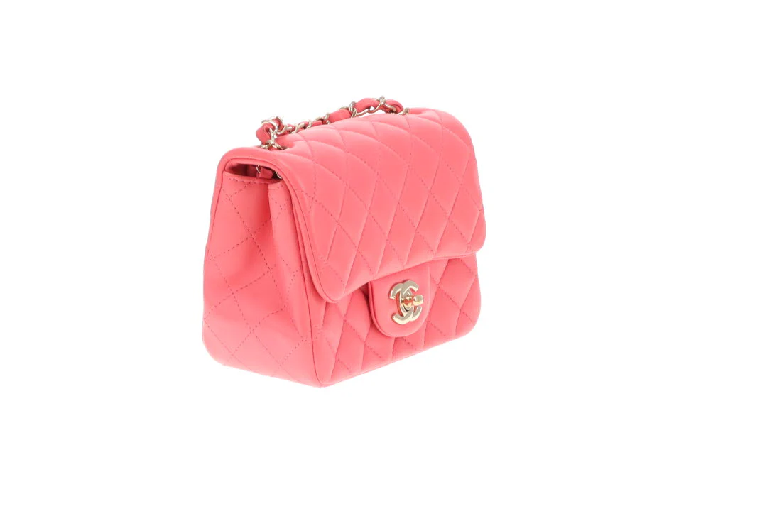 Chanel  Classic Flap Mini Square Pink Lambskin GHW 2020 - Image 6