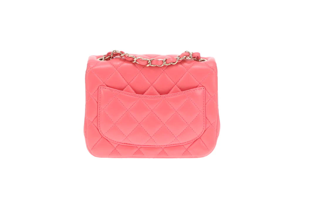 Chanel  Classic Flap Mini Square Pink Lambskin GHW 2020 - Image 9