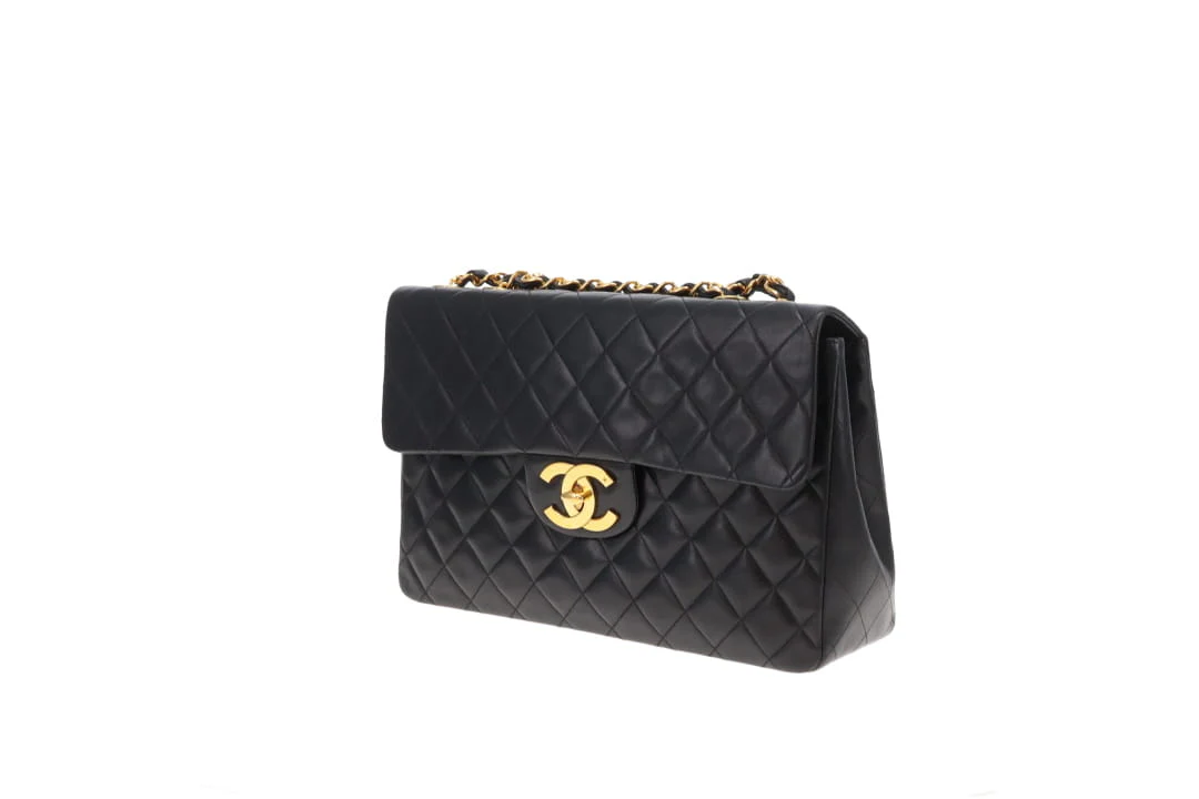 Chanel Classic Single Flap Vintage XL CC Black Lambskin GHW 1994/96 - Image 12
