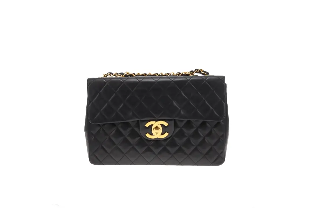 Chanel Classic Single Flap Vintage XL CC Black Lambskin GHW 1994/96 - Image 3
