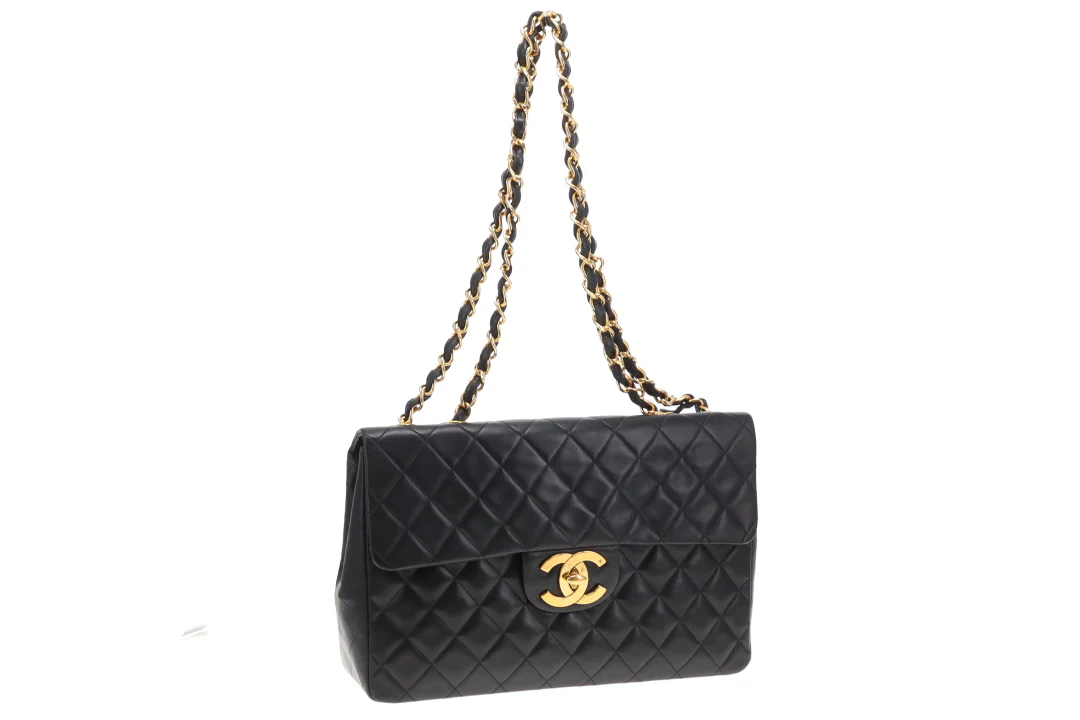 Chanel Classic Single Flap Vintage XL CC Black Lambskin GHW 1994/96 - Image 4
