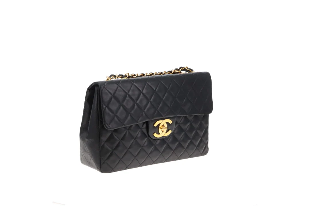 Chanel Classic Single Flap Vintage XL CC Black Lambskin GHW 1994/96 - Image 5