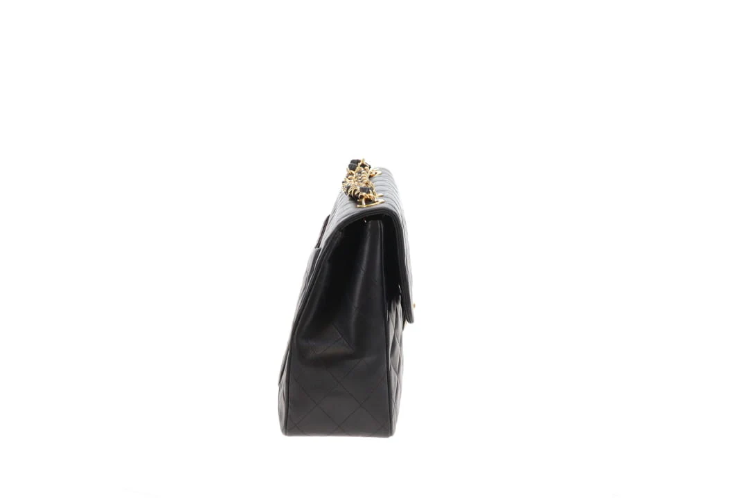 Chanel Classic Single Flap Vintage XL CC Black Lambskin GHW 1994/96 - Image 6