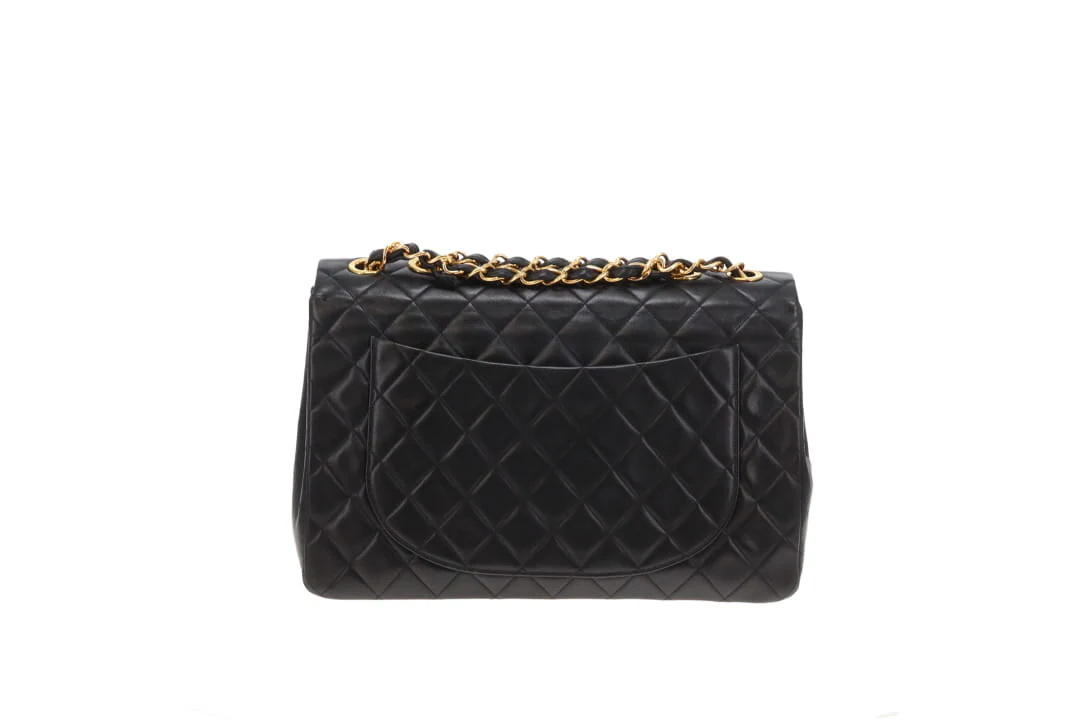 Chanel Classic Single Flap Vintage XL CC Black Lambskin GHW 1994/96 - Image 7