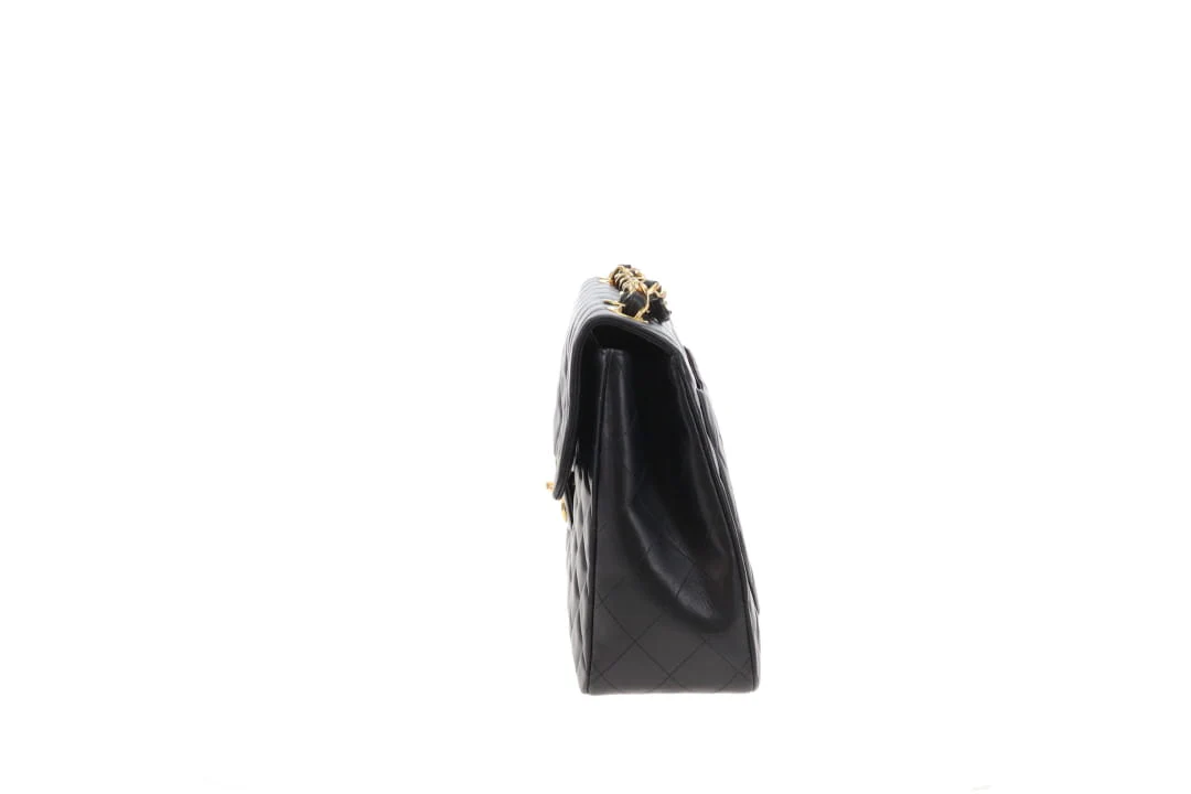 Chanel Classic Single Flap Vintage XL CC Black Lambskin GHW 1994/96 - Image 8