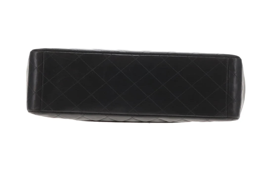Chanel Classic Single Flap Vintage XL CC Black Lambskin GHW 1994/96 - Image 9