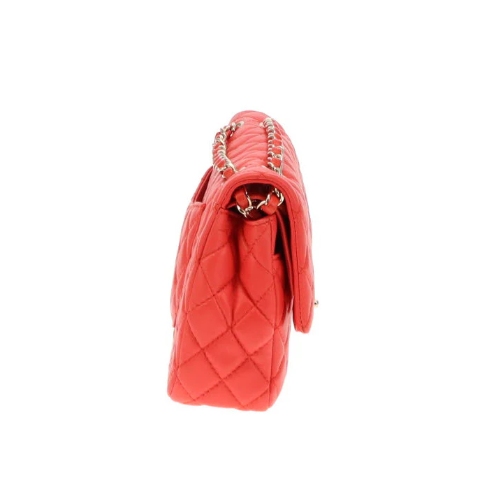 Chanel Classic Medium Double Flap Coral Red Lambskin SH 2008/09 - Image 11