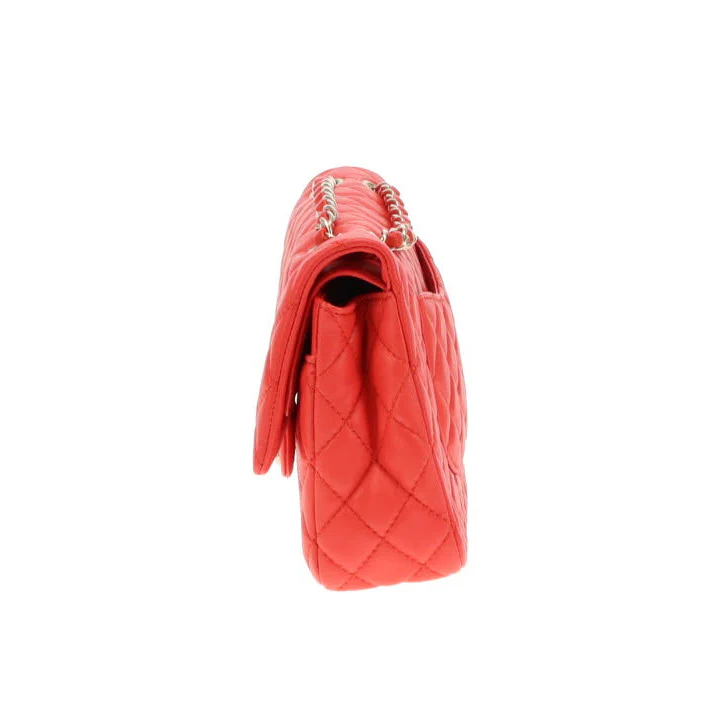Chanel Classic Medium Double Flap Coral Red Lambskin SH 2008/09 - Image 13