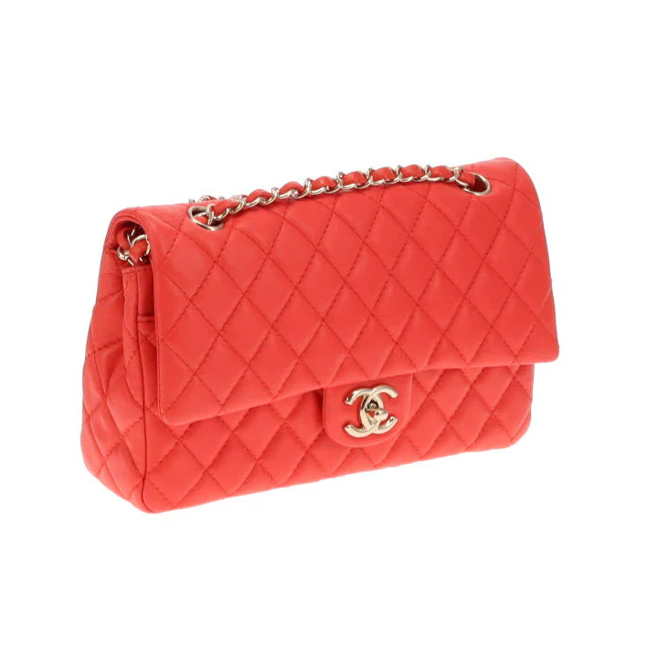 Chanel Classic Medium Double Flap Coral Red Lambskin SH 2008/09 - Image 6