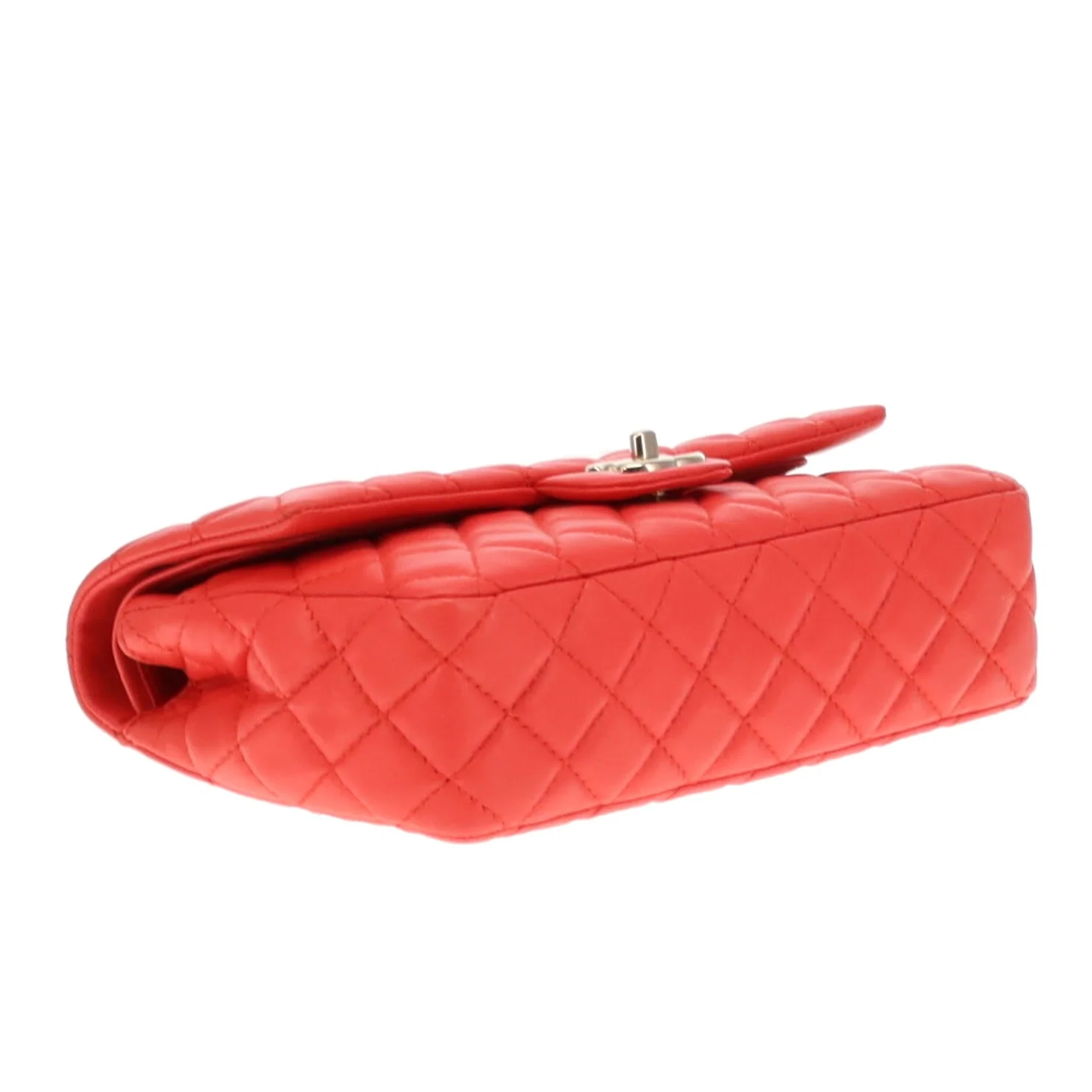 Chanel Classic Medium Double Flap Coral Red Lambskin SH 2008/09 - Image 9