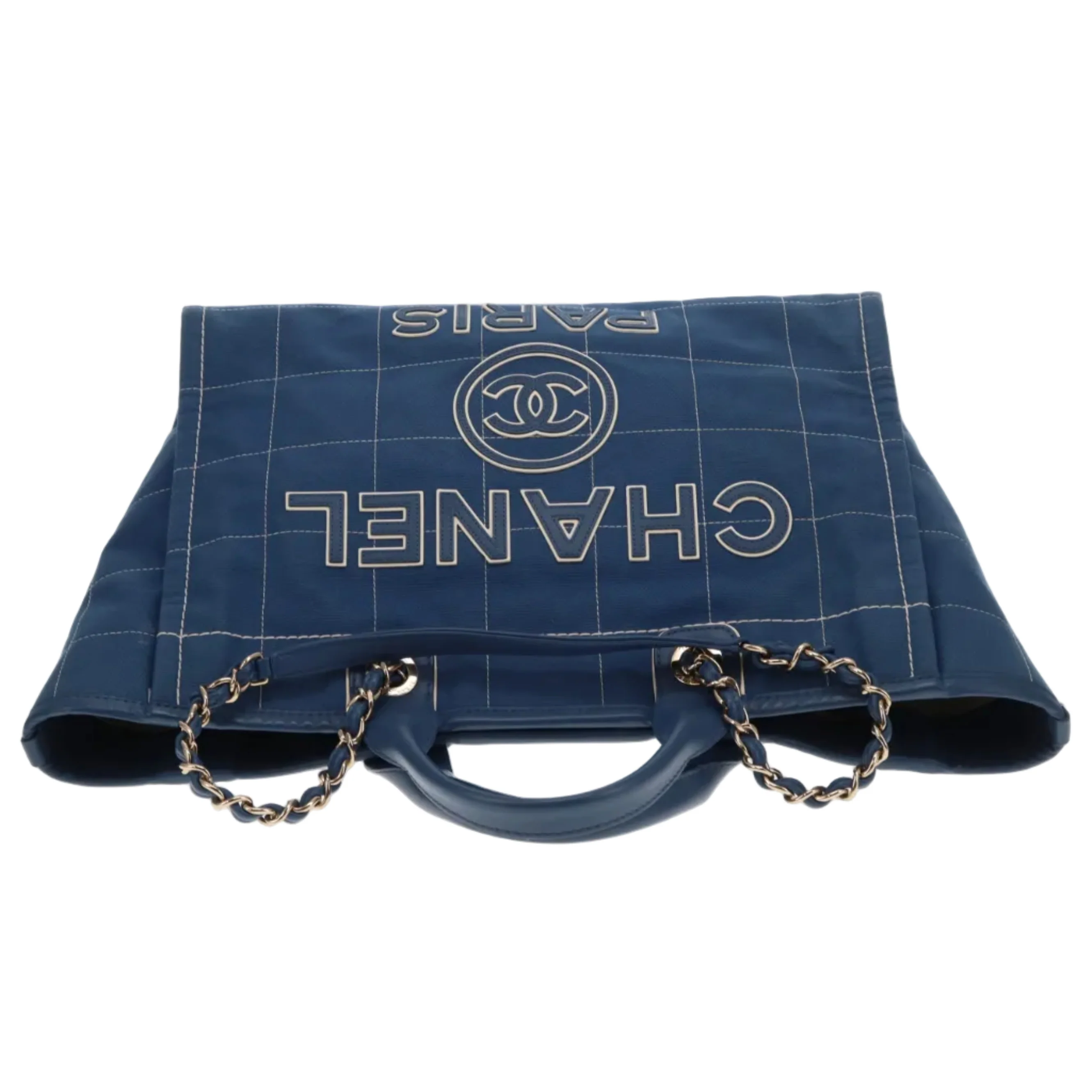 Chanel Deauville Large Denim Blue Shopping Tote 2023 - Image 10