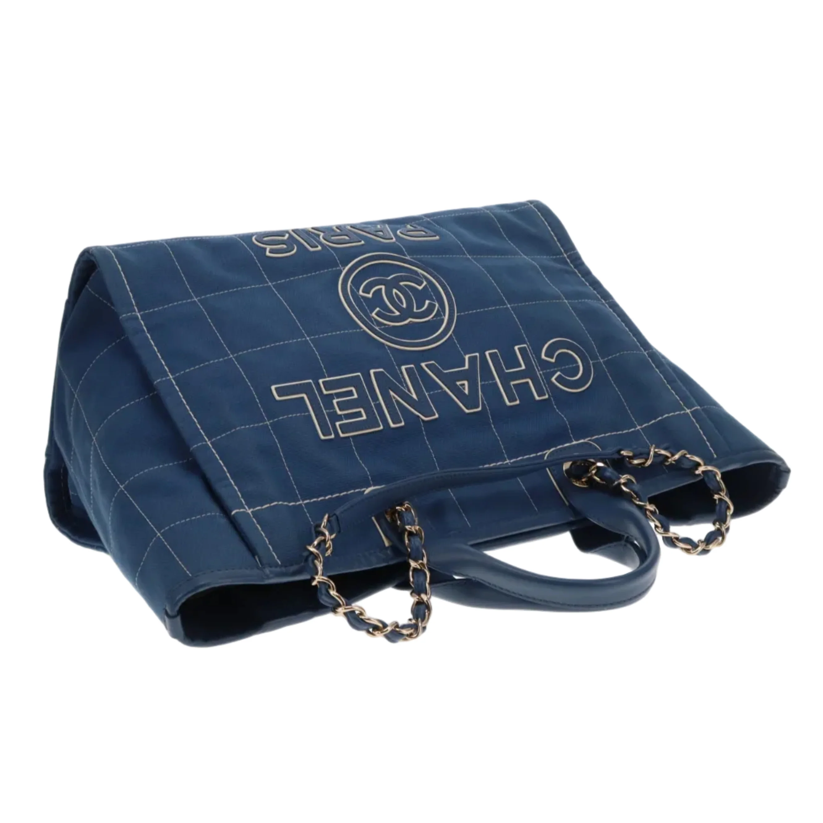 Chanel Deauville Large Denim Blue Shopping Tote 2023 - Image 11