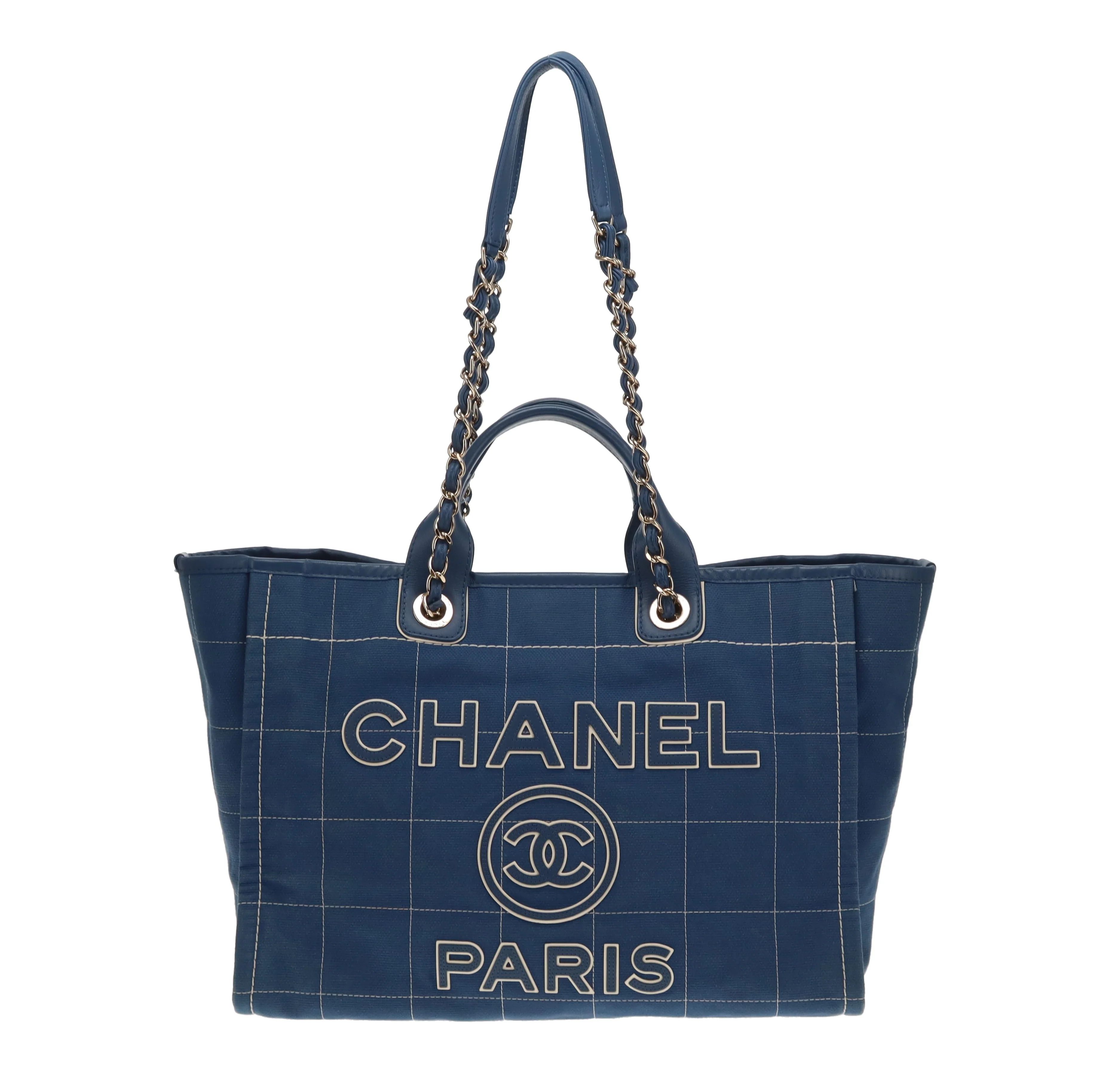 Chanel Deauville Large Denim Blue Shopping Tote 2023 - Image 3