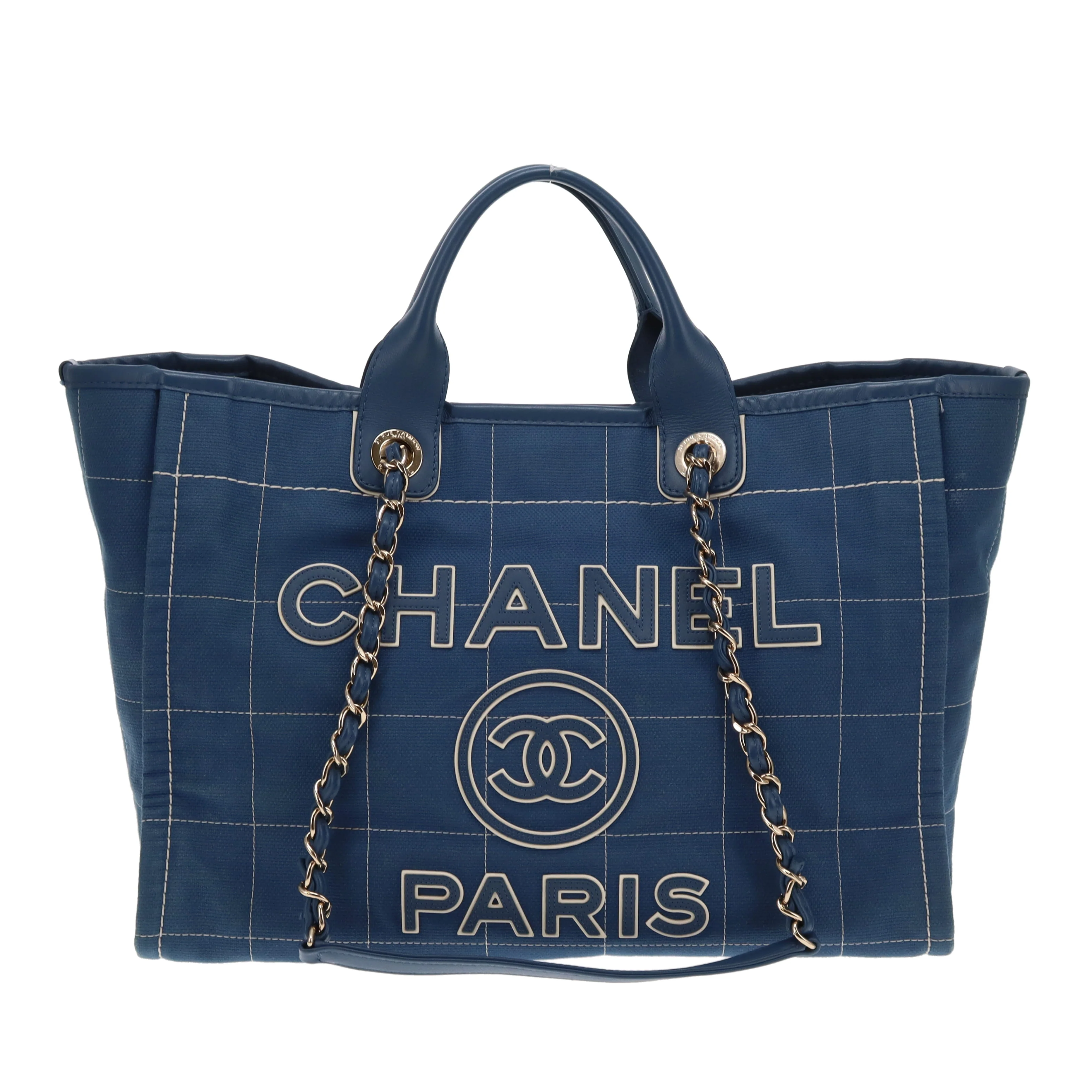 Chanel Deauville Large Denim Blue Shopping Tote 2023 - Image 4