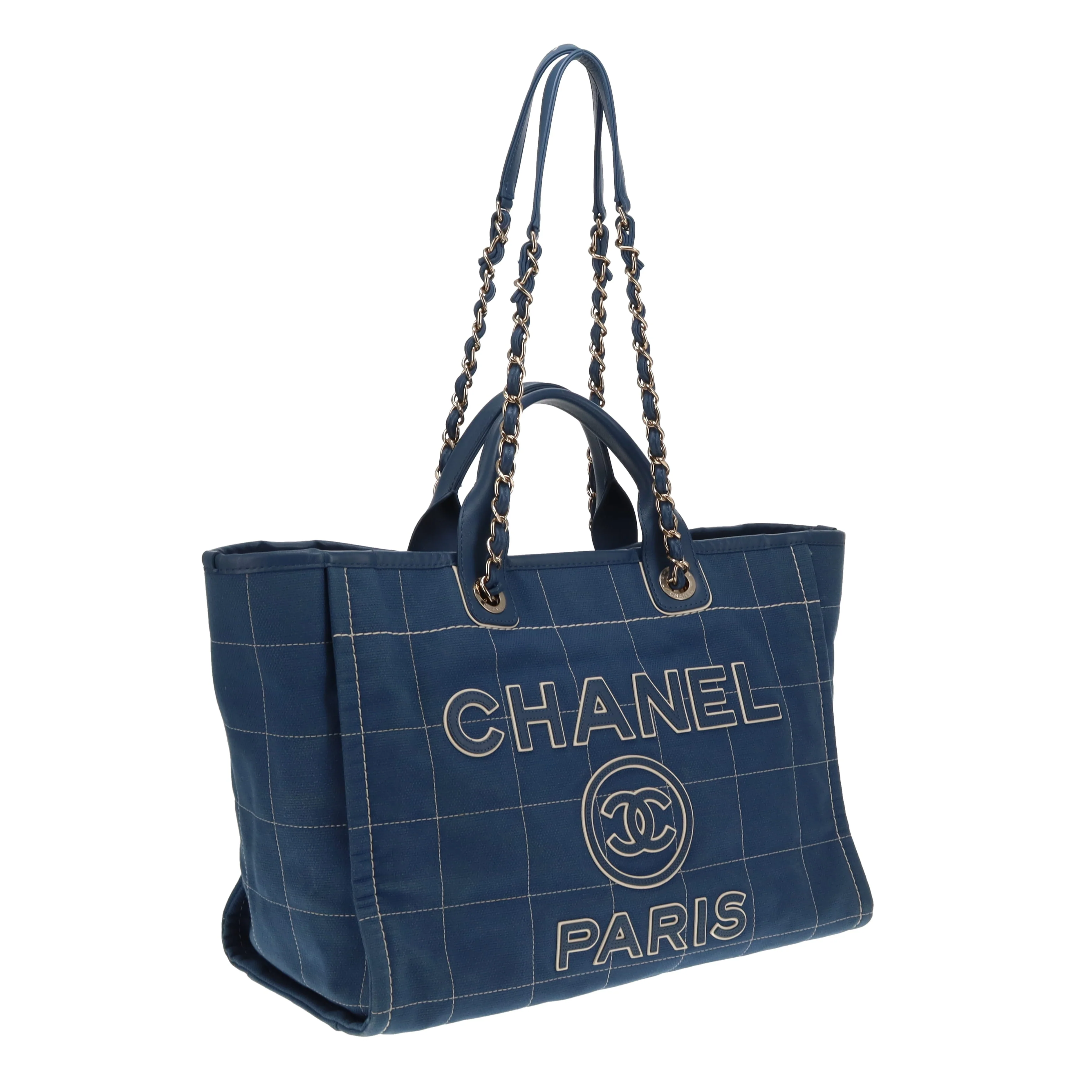 Chanel Deauville Large Denim Blue Shopping Tote 2023 - Image 5