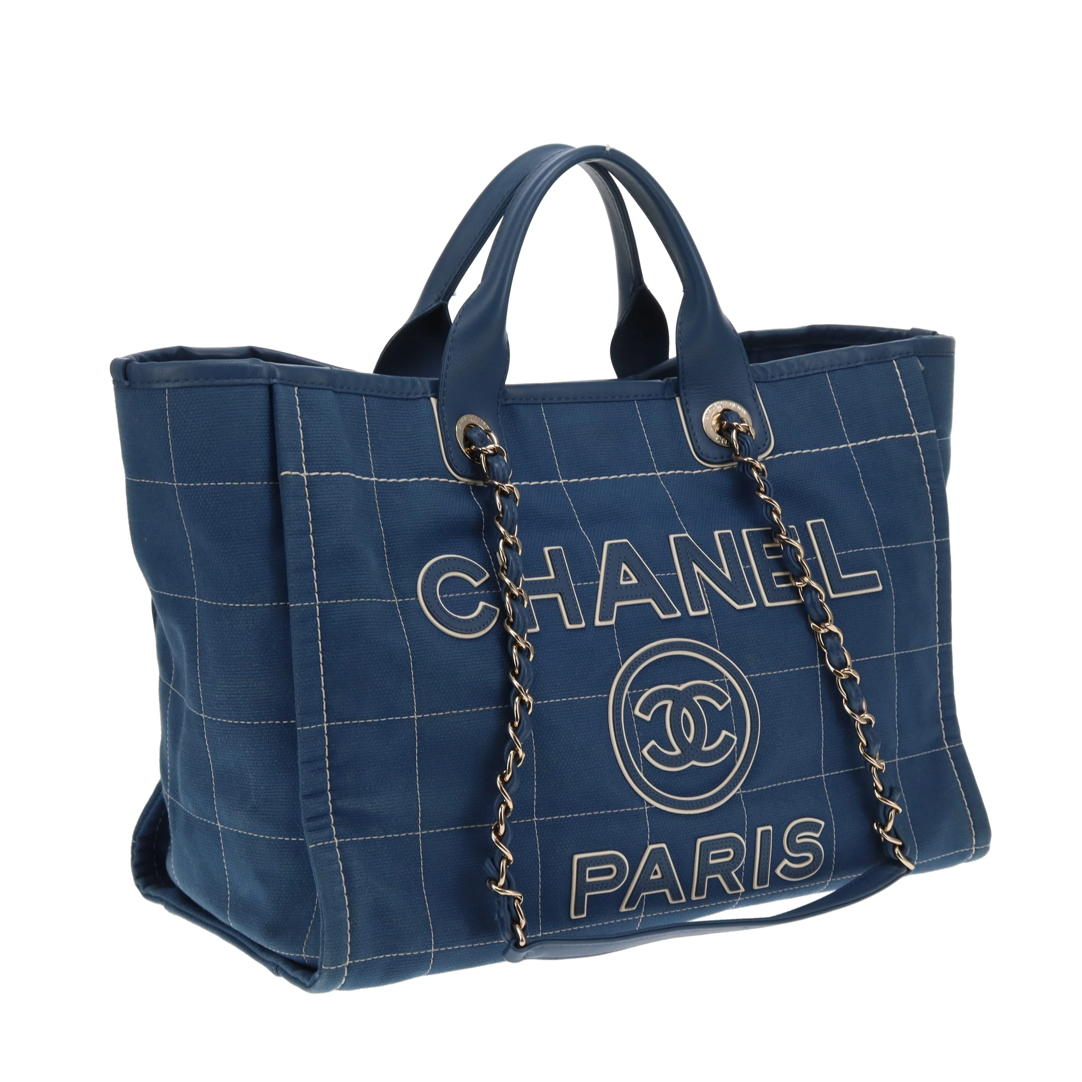 Chanel Deauville Large Denim Blue Shopping Tote 2023 - Image 6