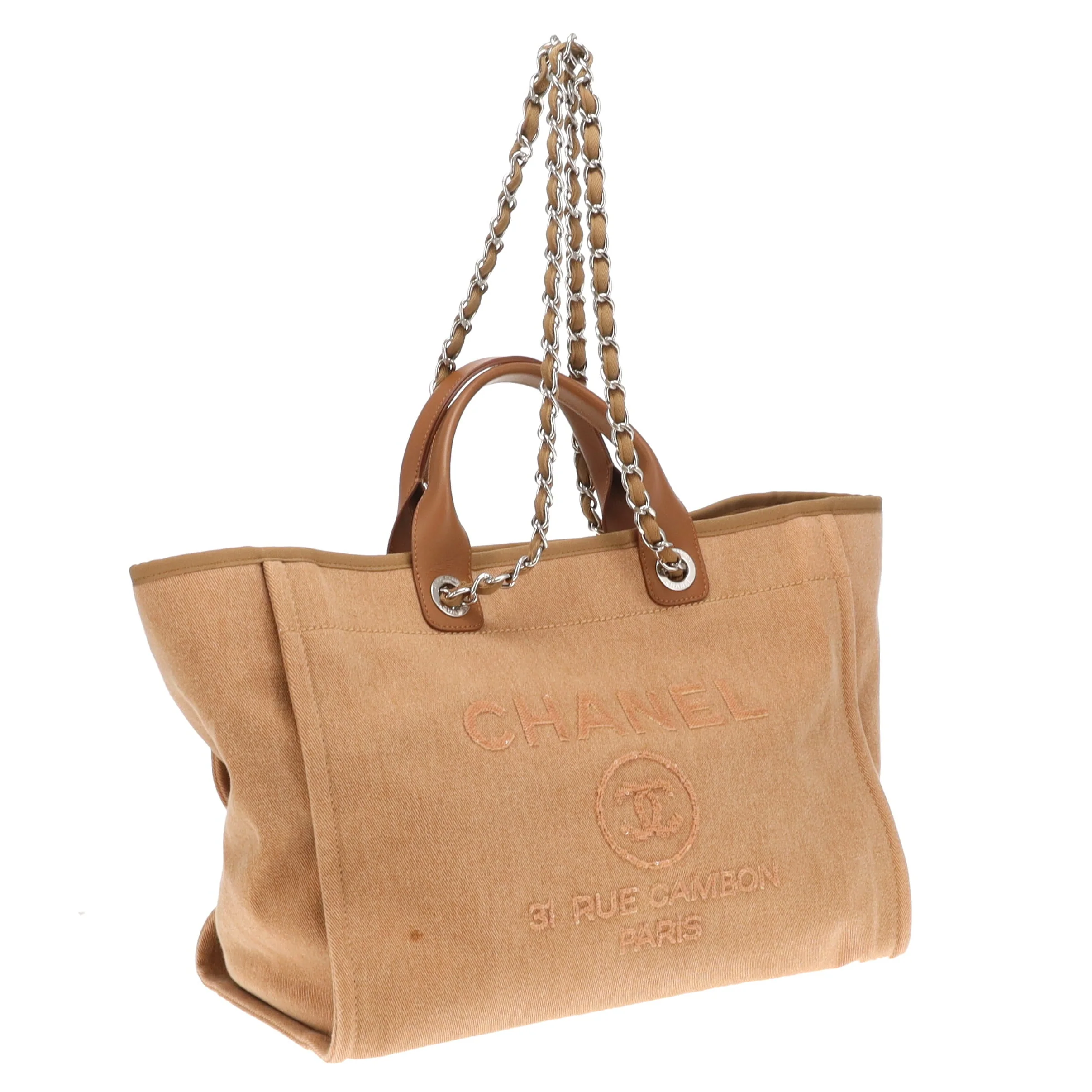 Chanel Deauville Tote Beige With Sequin Logo 23 Series - Image 8