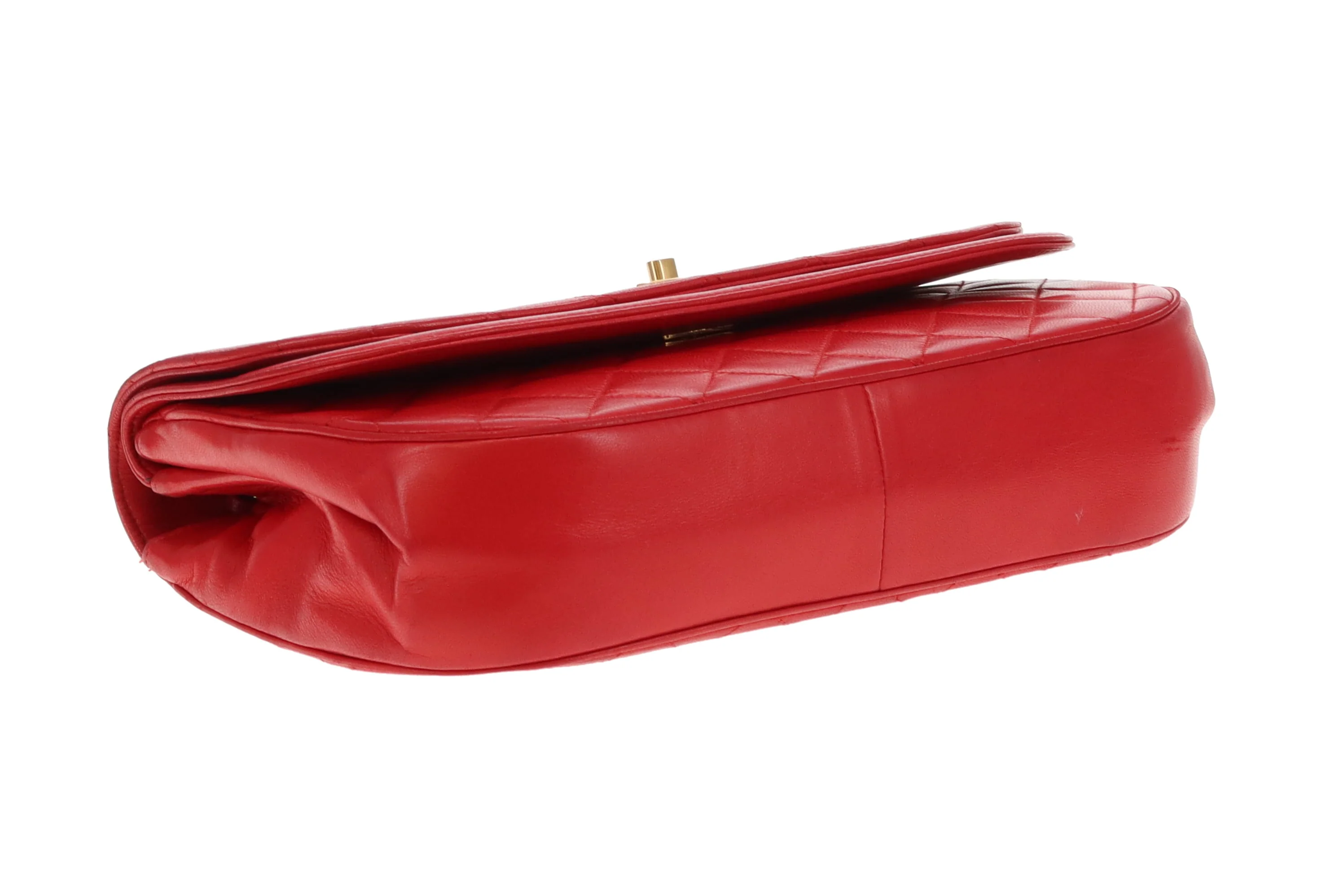 Chanel Double Half Moon Flap Shoulder Bag Red GHW - Image 10