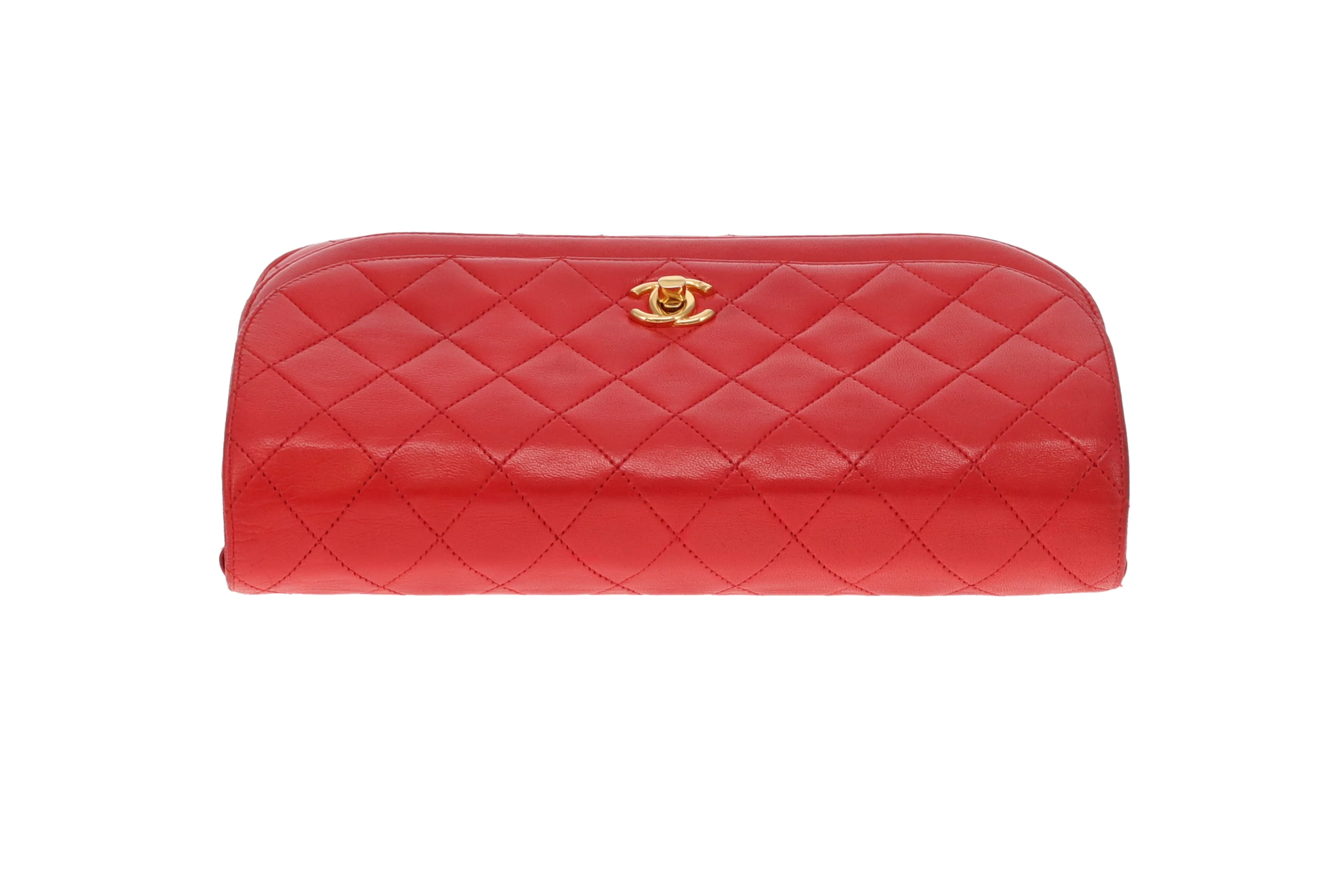 Chanel Double Half Moon Flap Shoulder Bag Red GHW - Image 7