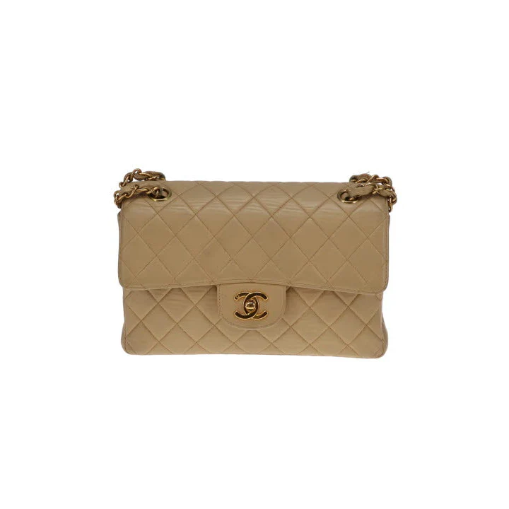 Chanel Double Sided Classic Flap In Beige Lambskin Leather And Gold Hardware Vintage 1996/97