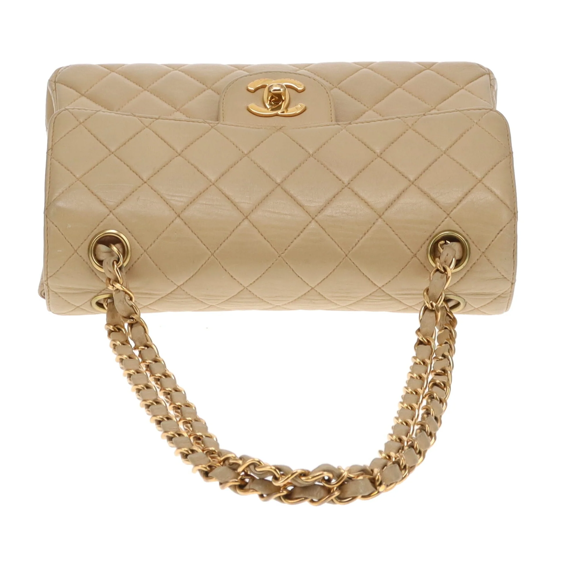 Chanel Double Sided Classic Flap In Beige Lambskin Leather And Gold Hardware Vintage 1996/97 - Image 10