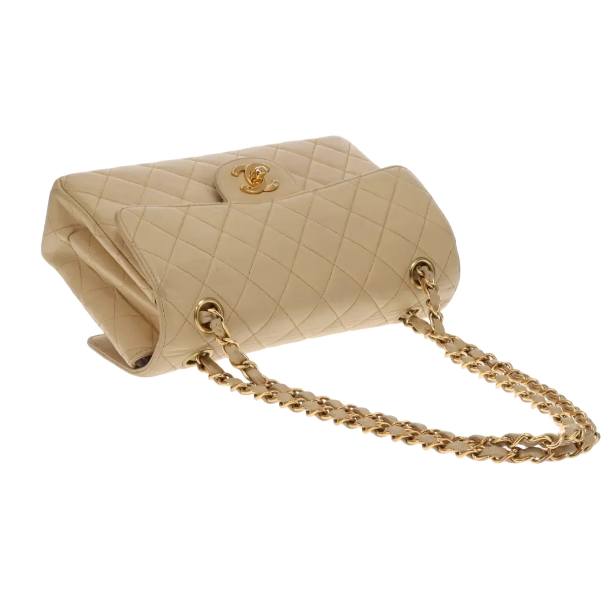 Chanel Double Sided Classic Flap In Beige Lambskin Leather And Gold Hardware Vintage 1996/97 - Image 11