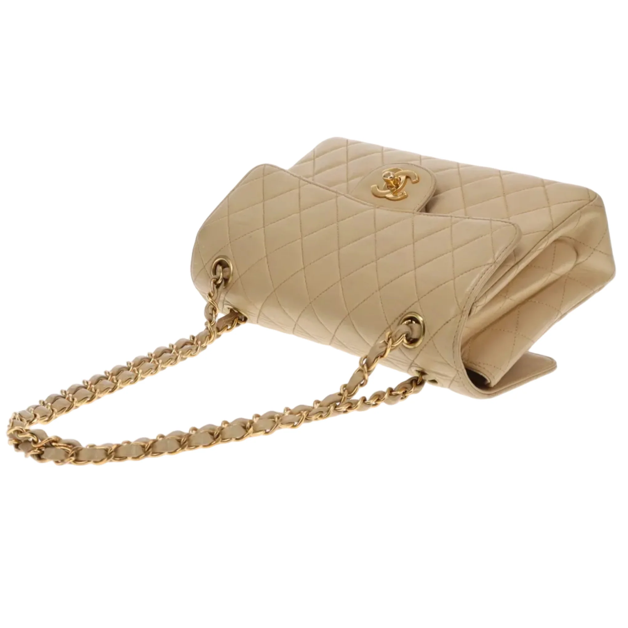 Chanel Double Sided Classic Flap In Beige Lambskin Leather And Gold Hardware Vintage 1996/97 - Image 14