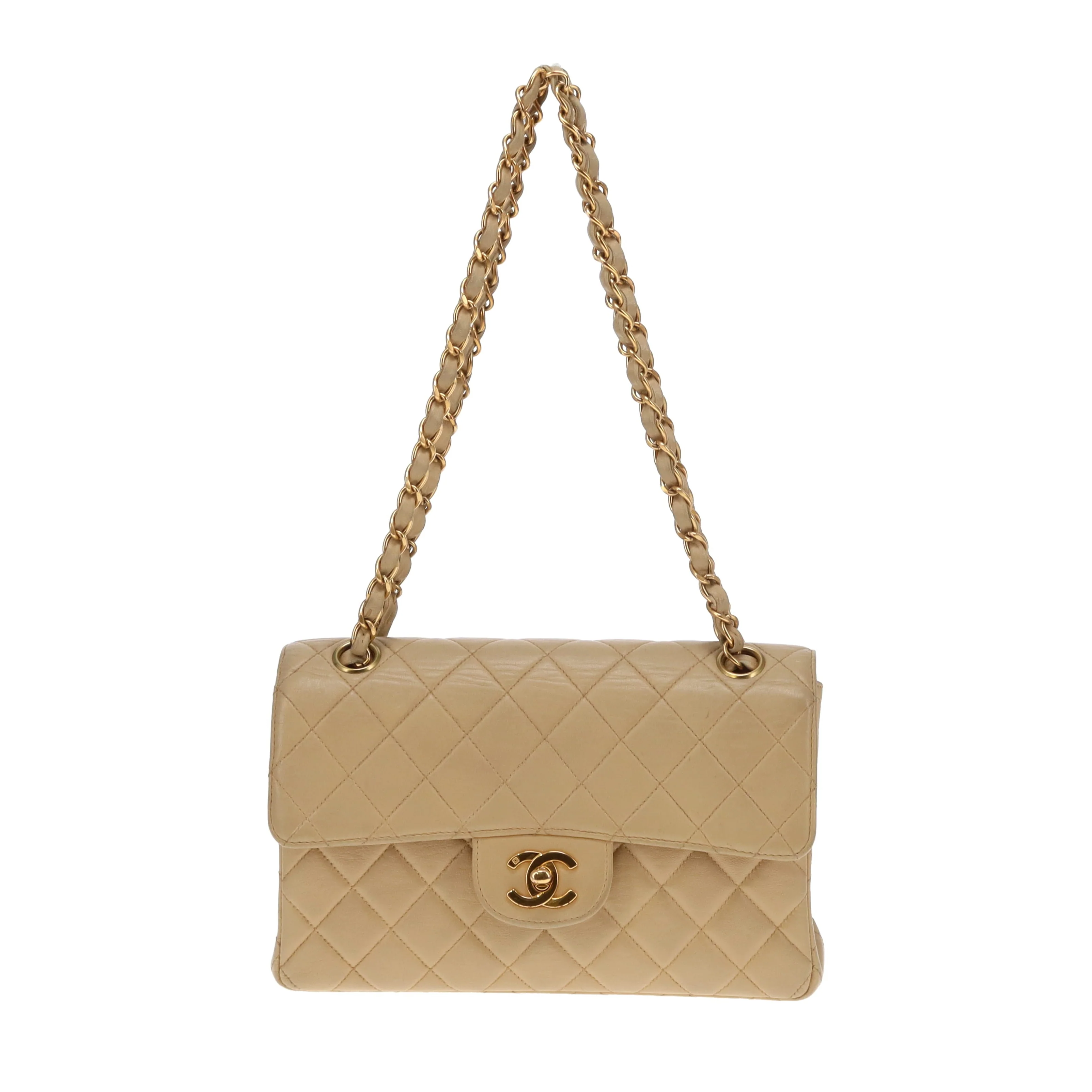 Chanel Double Sided Classic Flap In Beige Lambskin Leather And Gold Hardware Vintage 1996/97 - Image 4