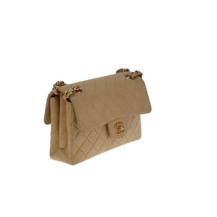 Chanel Double Sided Classic Flap In Beige Lambskin Leather And Gold Hardware Vintage 1996/97 - Image 5