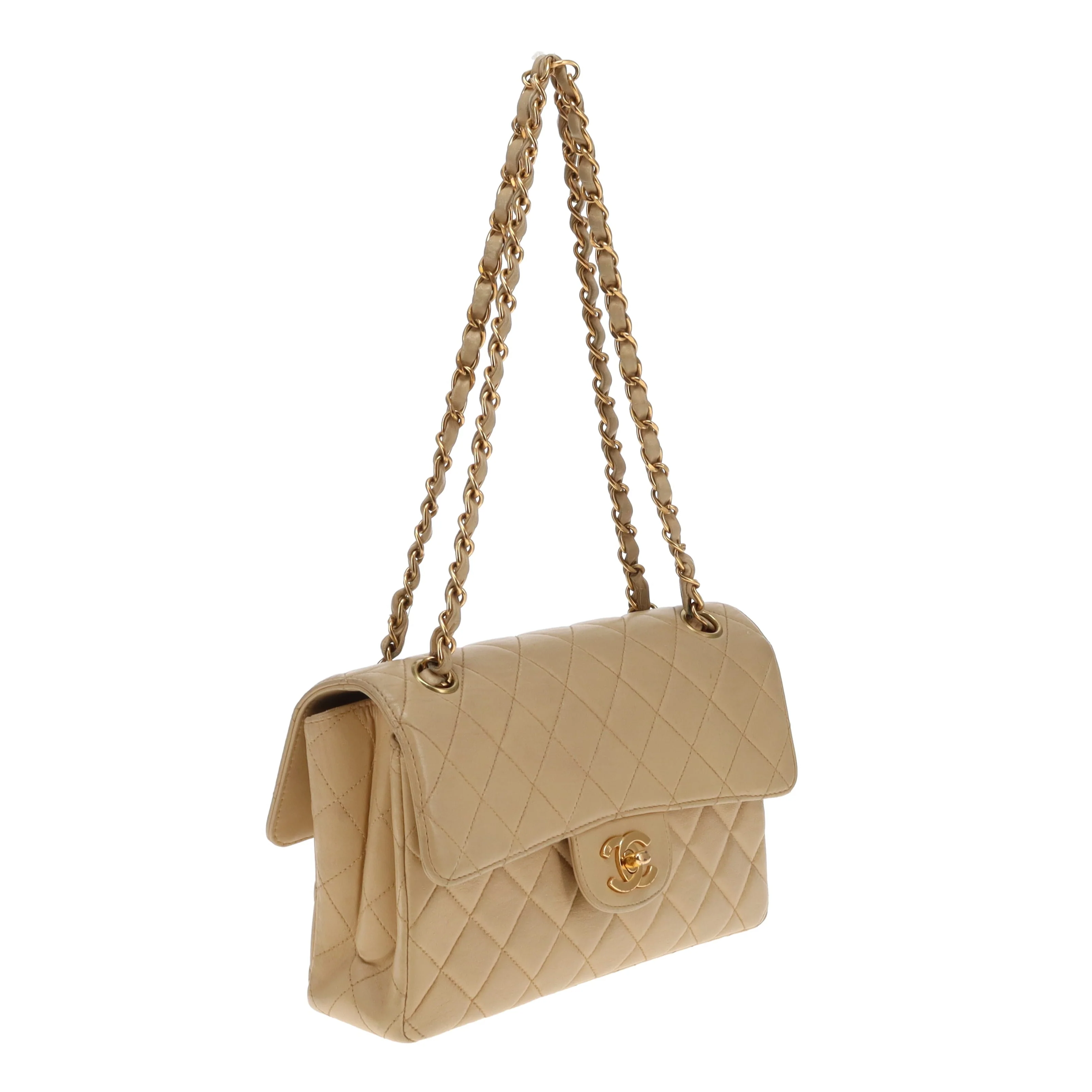Chanel Double Sided Classic Flap In Beige Lambskin Leather And Gold Hardware Vintage 1996/97 - Image 6