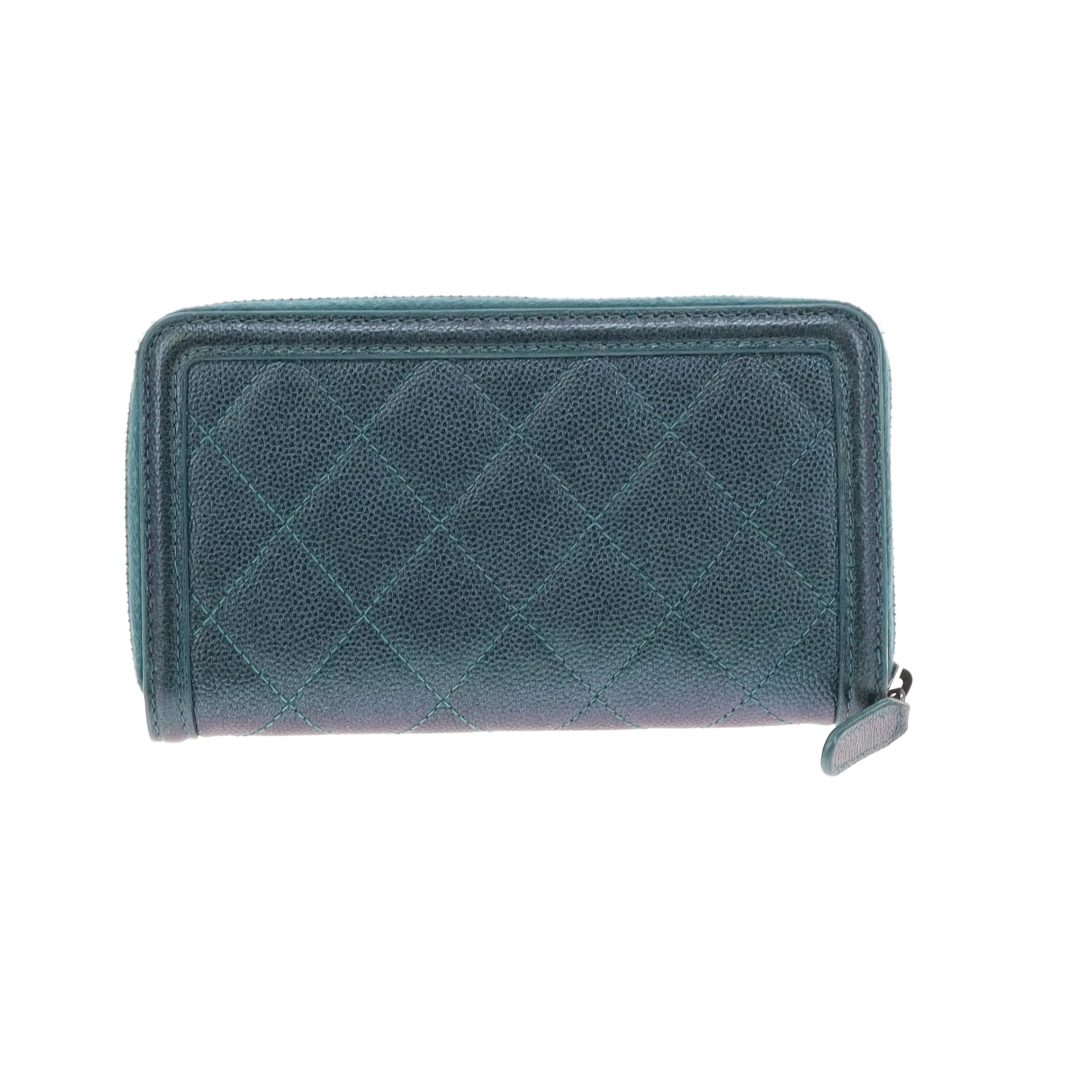 Chanel Filigree Zip Around Wallet Medium Green Iridescent Caviar - Image 7